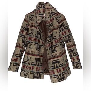 Mossimo Aztec Southwestern Tribal Hooded Button Wrap Jacket Women L Outdoor Walk